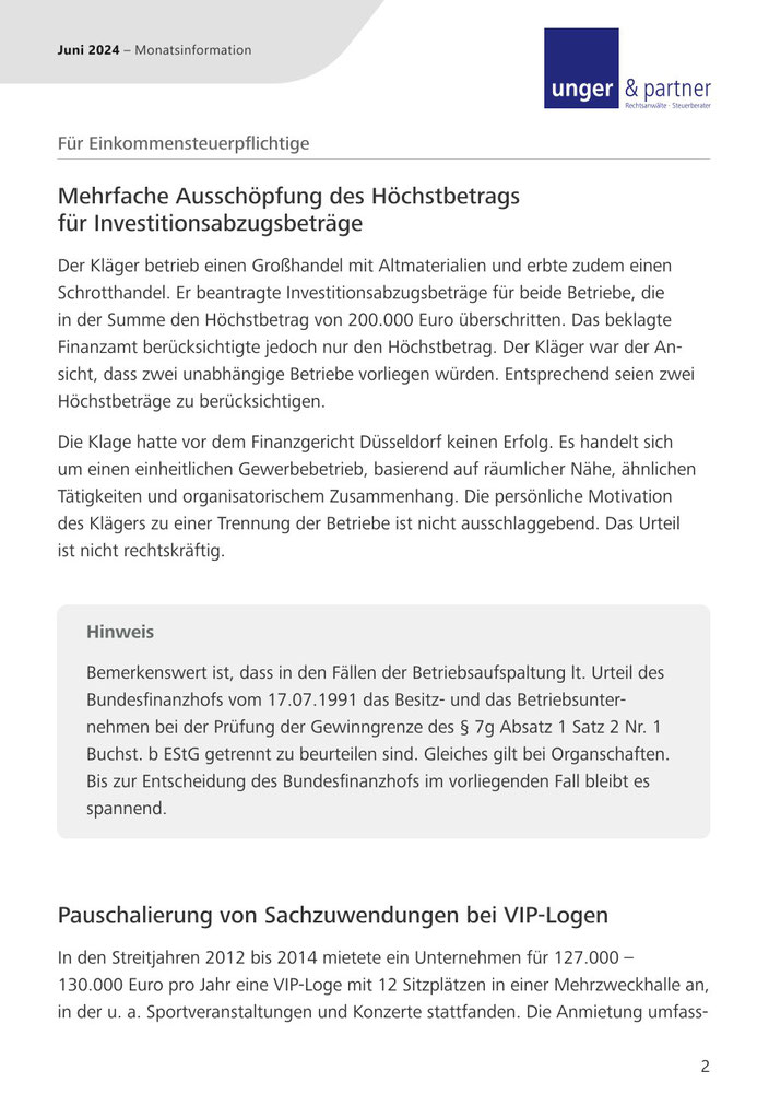 Mandanteninformationen Juni 2024 - Seite 2