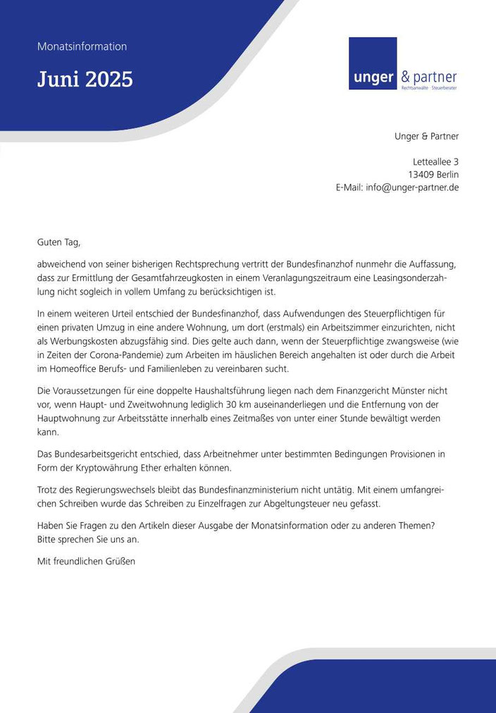Mandanteninformationen Juni 2025 - Seite 1