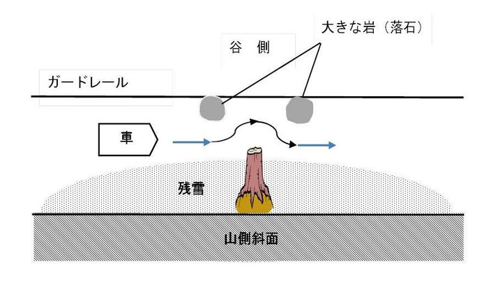 倒木が道を塞ぐ現場の図（1）