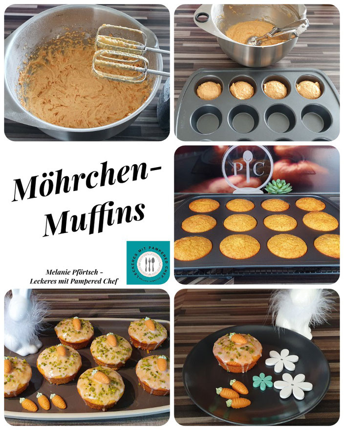 Möhrchen-Muffins mit Karotten  Möhren in der Muffinform Deluxe von Pampered Chef für Ostern Kinder