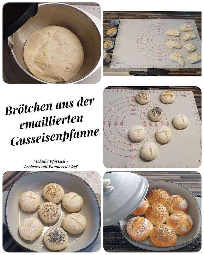 Brötchen emaillierte Gusseisenpfanne Deckel Pampered Chef Adventskalender