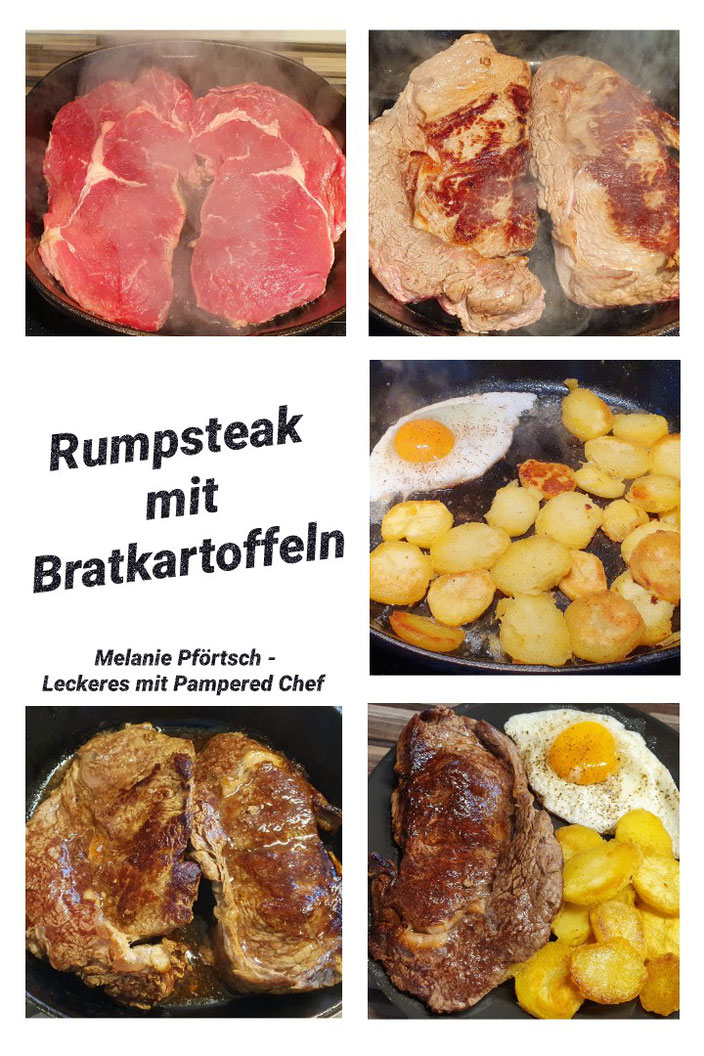 Rumpsteak Bratkartoffeln gusseiserne Bratpfanne Gusseisenpfanne Pampered Chef