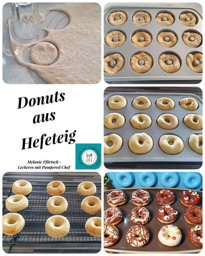 Donuts aus Hefeteig Donutform Kuchengitter Pampered Chef Teigunterlage