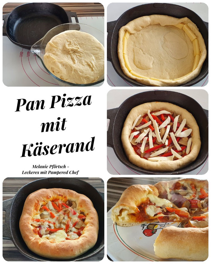 Pan Pizza Käserand Cheesy Crust Teigunterlage Nixe gusseiserne Bratpfanne Gusseisenpfanne