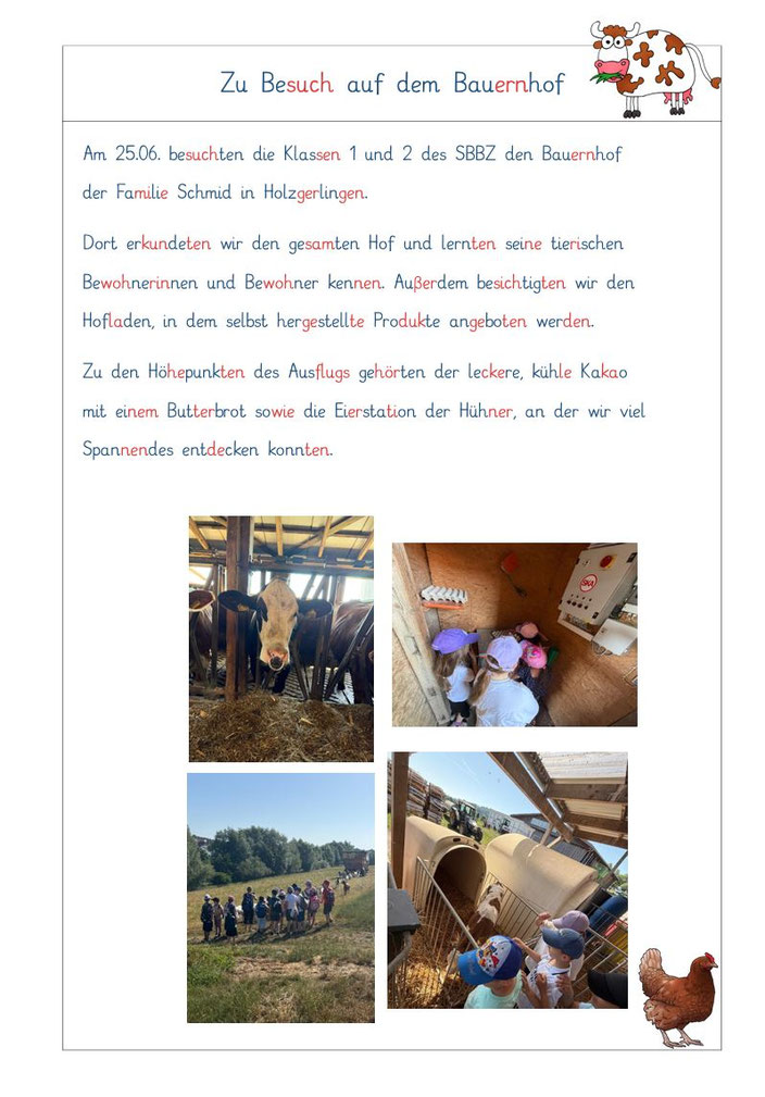 Die Klasse 1+2 des SBBZ besuchen einen Bauernhof in Holzgerlingen.