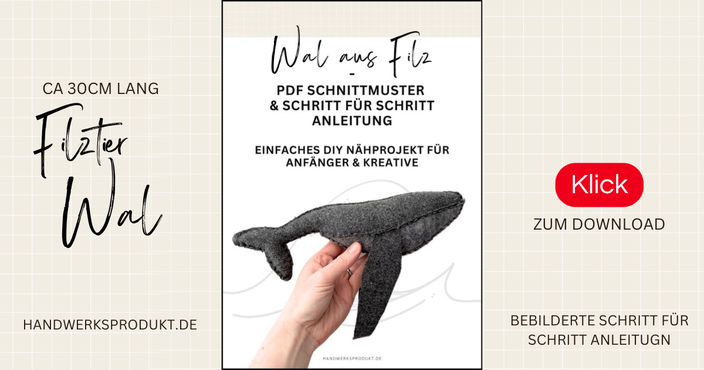 Wal aus Filz Schnittmuster