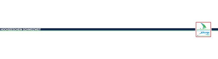 Grafischer Divider HOCHSEESCHEIN, Jachtfahrschule Schweiz, Markenlogo, maritime Farben zur Strukturierung