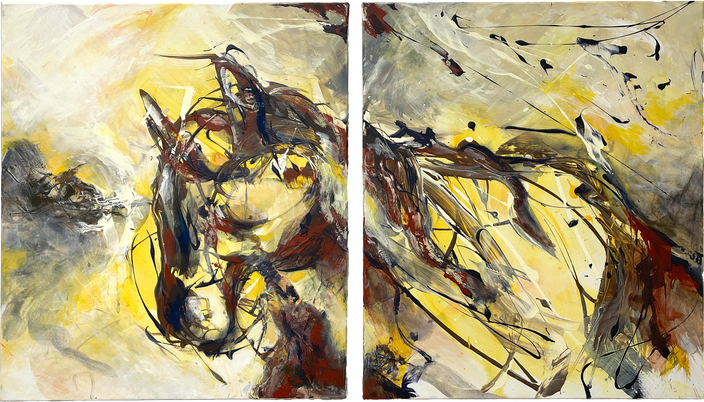 2024 | cavalo de outono | 70 x 60 cm | 2-teilig | Acryl/Lwd. | Claudia Kessler-Simsch