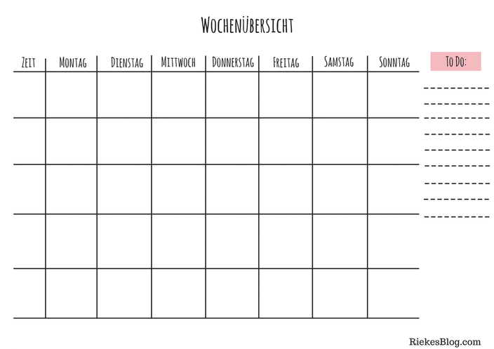 Wochenübersicht Minimalistisch