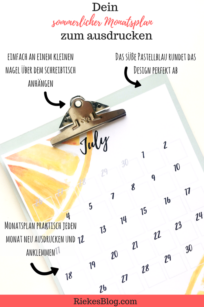 Dein sommerlicher Monatsplan zum ausdrucken Anleitung