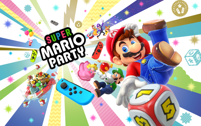 Mario Party, Switch, Super Mario Party, Joycon, Brettspiel, Minigames, Luigi, Bowser, Items, Waluigi, Peach, Yoshi, Würfel, Stern, Multiplayer, Partygames, Rosalina, Shy Guy, Gumba, Koopa, Bowser Jr., Nintendo