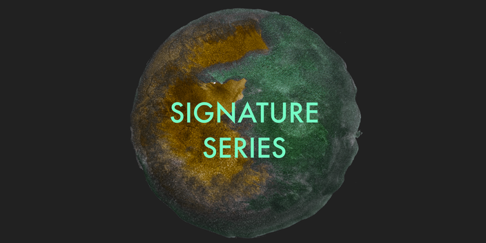 symbolic image of planet with text "signature series"