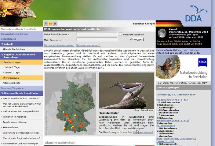 Startseite www.ornitho.de