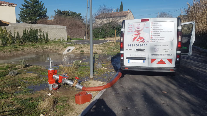 Poteau incendie bouche incendie procès verbal PV conformité débitmètre RDDFCI Vaucluse 84 Sud france