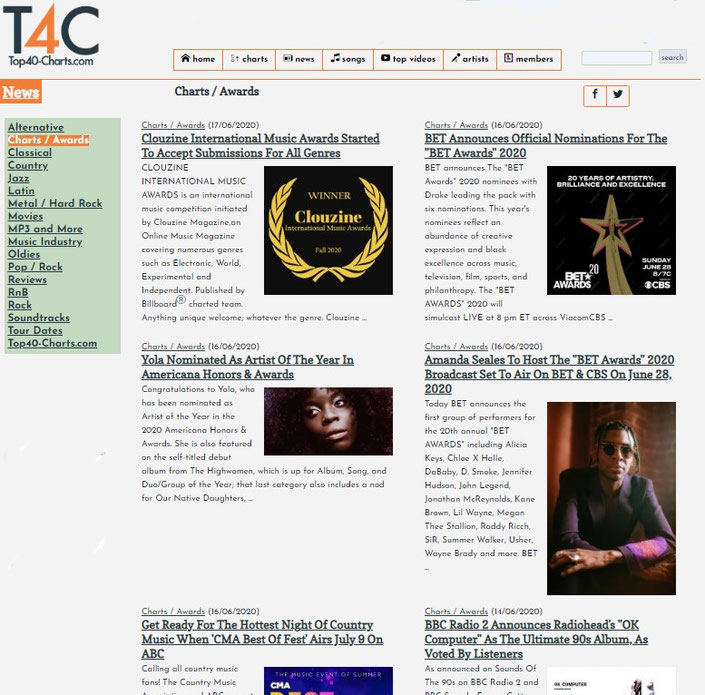 Clouzine International Music Awards Fall 2020 All Genres Started To Accept Submissions In The Us Press Top40 Charts June 2020 Clouzineblogs Webseite This is fb page on which i (i am not ryan seacrest) share at40 chart videos. clouzine international music awards jimdo