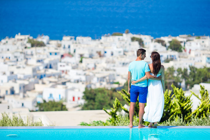 Blick auf Mykonos Stadt