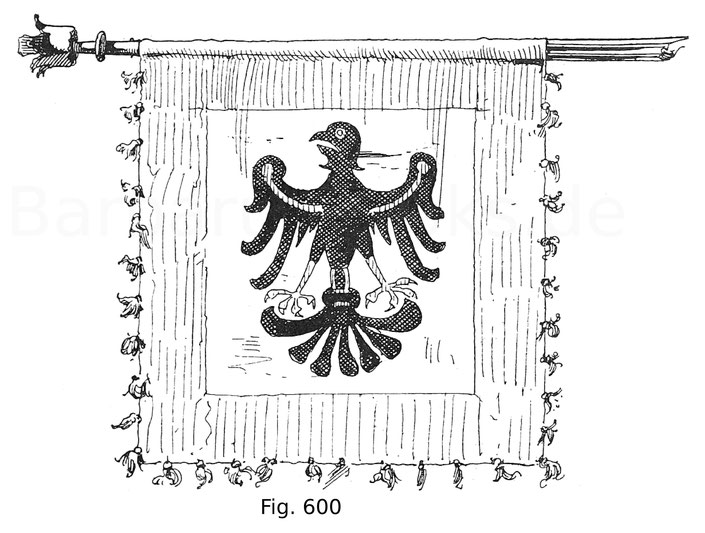 Fig. 600. Rennfähnlein des Ritters Döring von Eptingen, gefunden auf dem Schlachtfeld von Sempach. 1386.