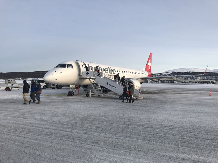 Ankunft in Tromsø, nach einem wunderbaren Direktflug ab Zürich