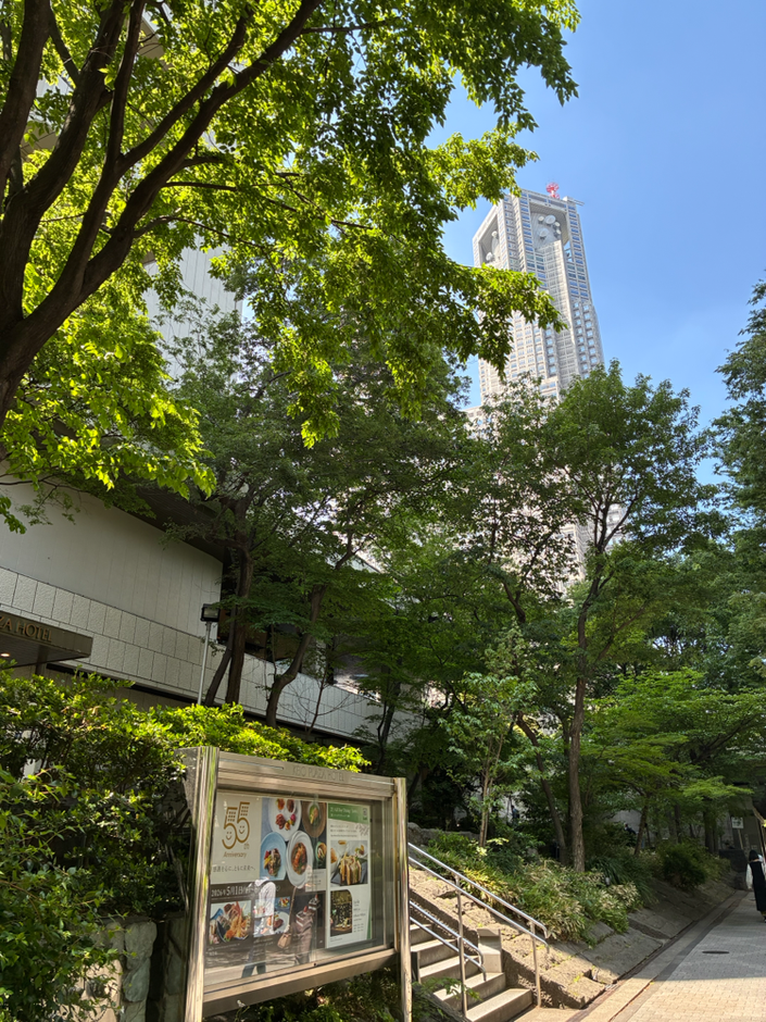 新宿駅西改札から、都庁へ向かう地下道を抜けたところに京王プラザホテルがございます。こちらのホテル側面の入口からお入りいただけます。