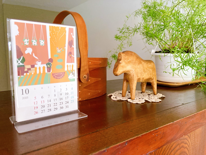 フカザワテツヤさんの卓上カレンダー。10月のカレンダー、かわいい！