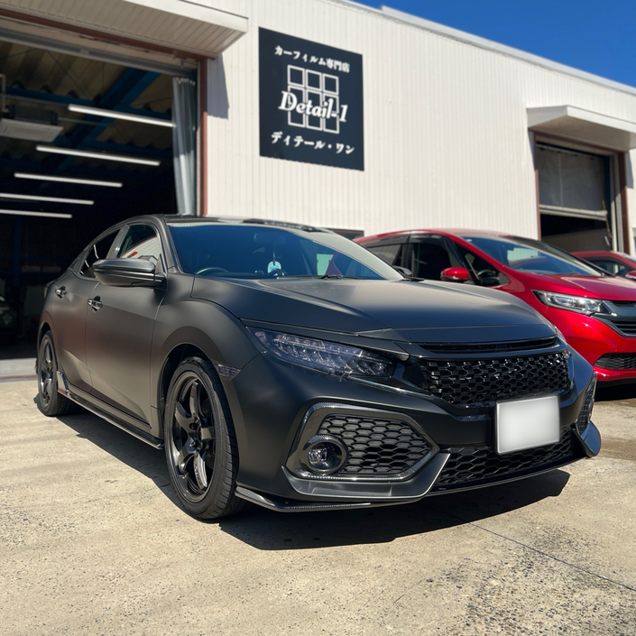 ホンダ シビック プロテクションフィルム施工 マットブラック 前回り