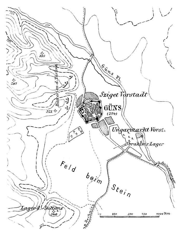 Güns zur Zeit der Belagerung im Jahre 1532.