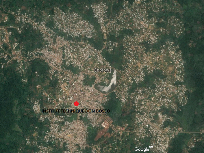 Satellitenansicht von Ebolowa mit Lage des Hauses