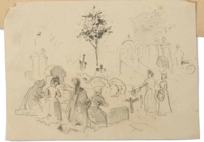 Paul (Pawel) MERWART (1855-1902) Femmes, Crayon sur papier 15 x 19,8 cm, galerie agnes thiebault, Paris
