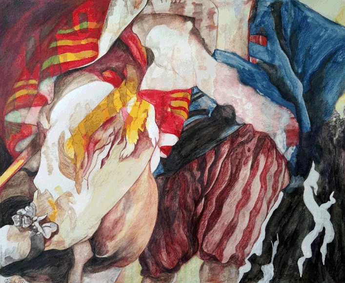 N° 61 DES LUMINEUX   aquarelle sur papier   50 x 40