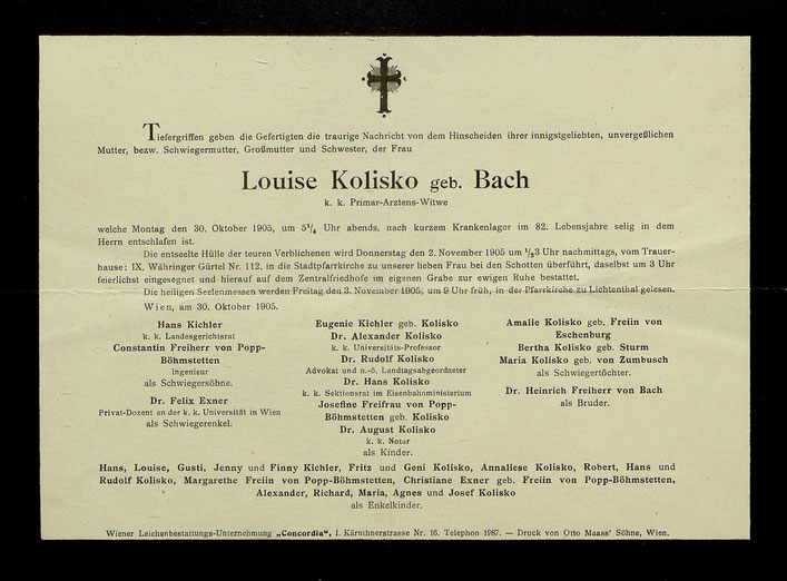 Parte v. Louise Kolisko geb. Bach (1824-1905)