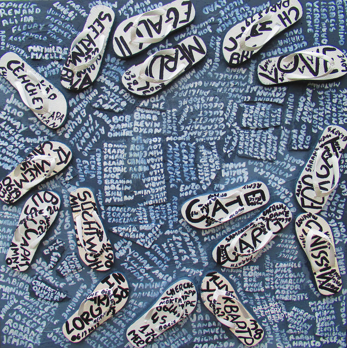 Tableau Abstrait De Grand Format MESSAGES de Dalilah EMERY (100 x 100 cm)