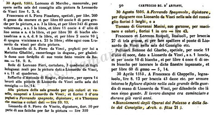 G. GAYE, Carteggio D'Artisti n. XXXIV (34) in «Carteggio inedito d'Artisti dei secoli XIV-XV-XVI», Tomo II 1500-1557, Firenze Giuseppe Molini, 1840, pp.87-90