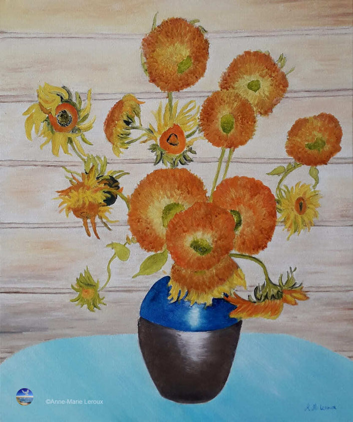 Tournesols en vase, inspiration Van Gogh