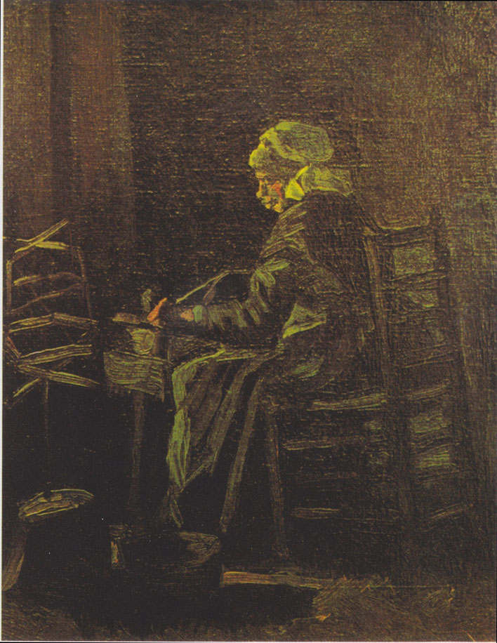 《糸を巻く女》1884年、アムステルダム、ファン・ゴッホ美術館（F36）