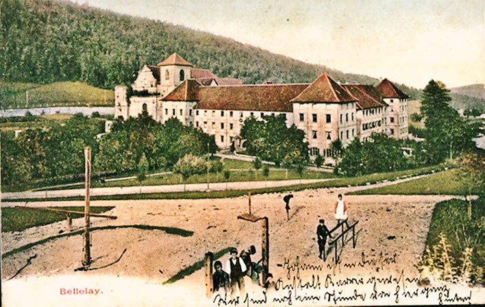 Pedro Meier – Robert Walser – Abbatiale Bellelay im Jura, Pflege- und Heilanstalt – alte Postkarte – hier in dieser Anstalt arbeitete Robert Walsers langjährige Freundin Frieda Mermet als Wäscherin, Archiv © Pedro Meier Multimedia Artist Niederbipp Bern B