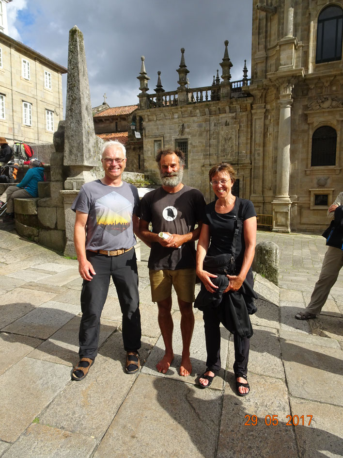 Mit Miguel Angelo vor der Kathedrale in Santiago de Compostela