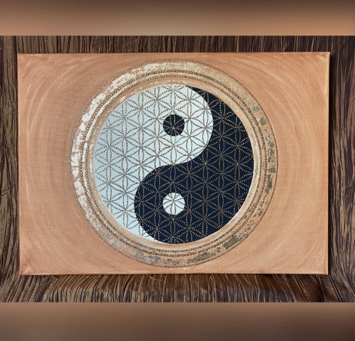 Bildgröße 50 x 70 cm mit goldenem Blattmetall 