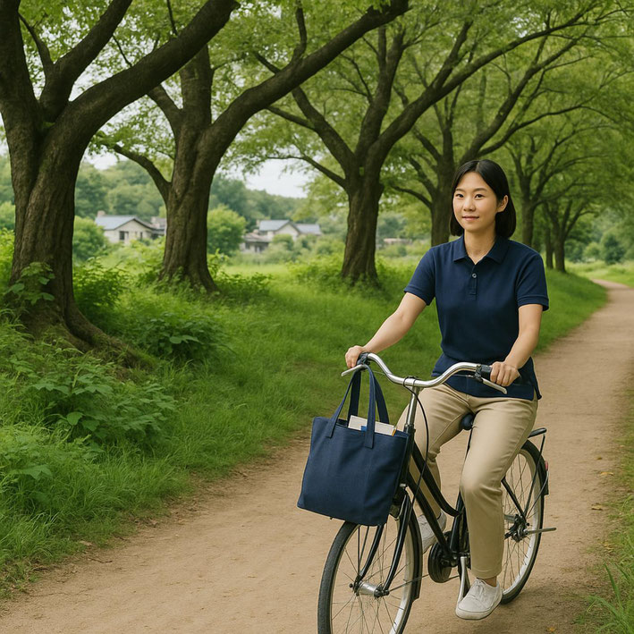 自転車での移動風景