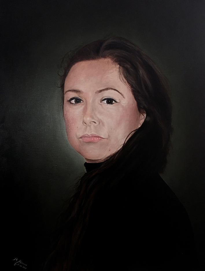 Isabel - Olieverf op linnen - formaat 70 x 100 cm ( geïnspireerd op werk van Desiree Dolron)