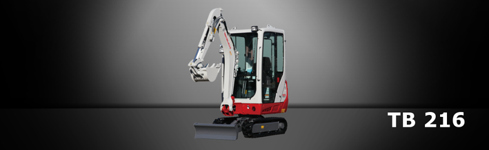 Bild: Takeuchi Minibagger TB 216 in der 2 Tonnen Klasse mit teleskoperbarem Laufwerk und Kabine