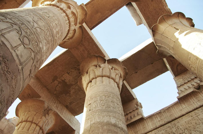 Egyptian temple columns and roof