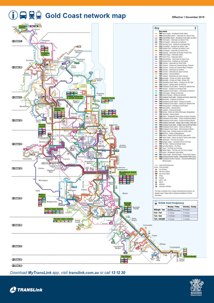 Gold Coast 公共交通路線図