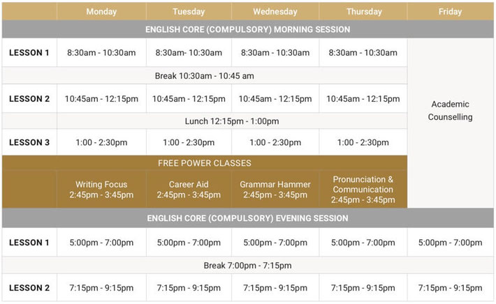 Scots English College Sydney - Timetable