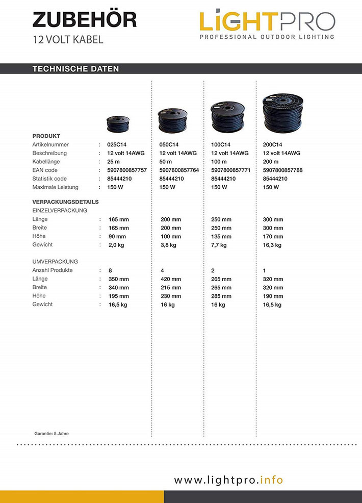Techmar LightPro Kabel Kabelrolle - System - Garden Lights 12V Gartenbeleuchtung Außenbeleuchtung