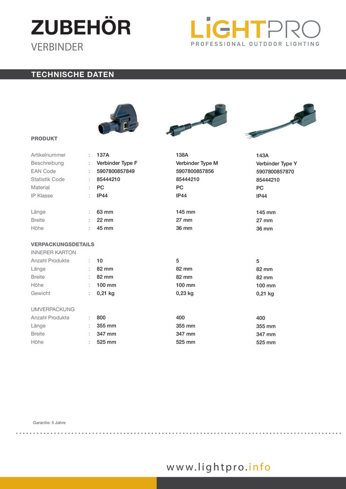 Verbinder Techmar LightPro - System - Garden Lights 12V Gartenbeleuchtung Außenbeleuchtung