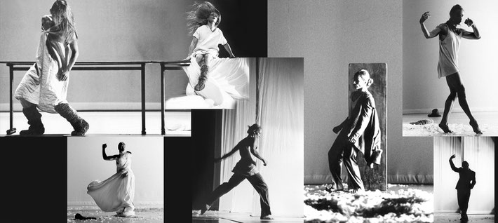Susanne Linke 2nd premiere 1986 solo Schritte verfolgen photo montage Heidemarie Franz