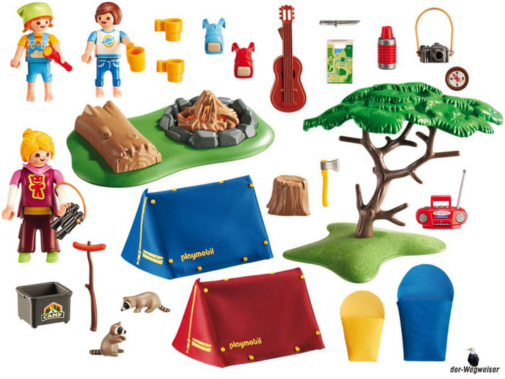 Im Paket Playmobil 6668 enthalten sind zwei Zelte mit einer Feuerstelle und sehr viel Zubehör für das Campieren.