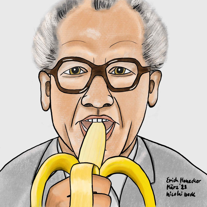 Zeichnung von Erich Honecker mit Banane