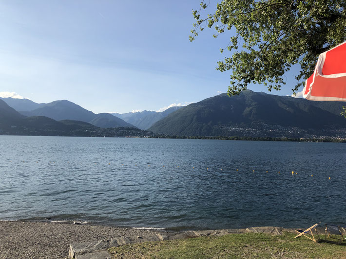Blick von Gerra di Gambarogna auf die andere Seeseite