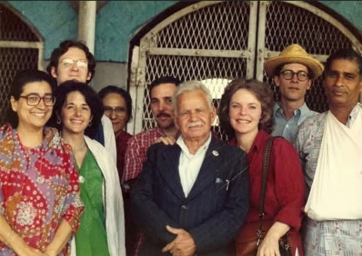 January 1981, at Ahmednagar railway station. Some of the people present are ; James Newell, Robert Dreyfuss, Jal & Dolly Dastur either ends.